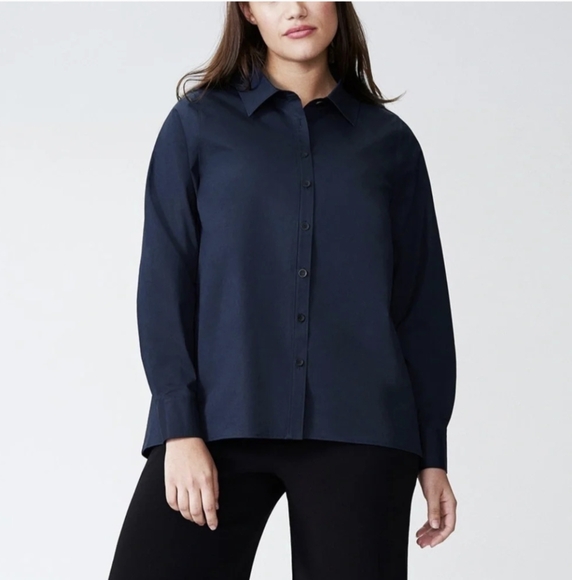Universal Standard Canna Hi Low Button Down Long Sleeve Shirt Women's M NWT - Picture 1 of 8